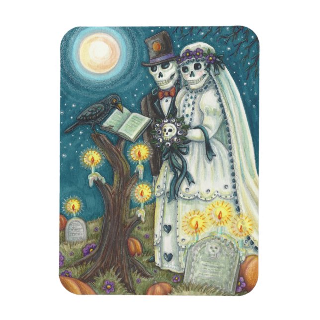 Cemetery Nuptials SKELETON WEDDING MAGNET (Vertical)