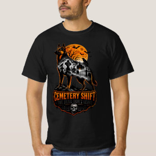 Cemetery Shift German Shepherd Halloween Gothic Gr T-Shirt