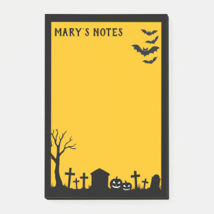 Cemetery Silhouette and bats Post-it Notes