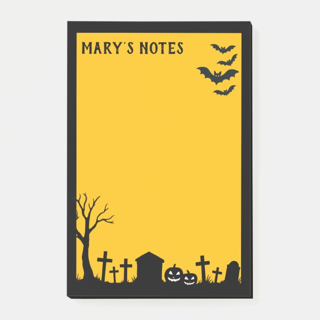 Cemetery Silhouette and bats Post-it Notes (Front)
