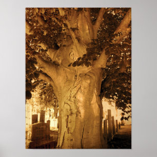 Cemetery Vintage Antique Sepia Tree Sheet Music Poster