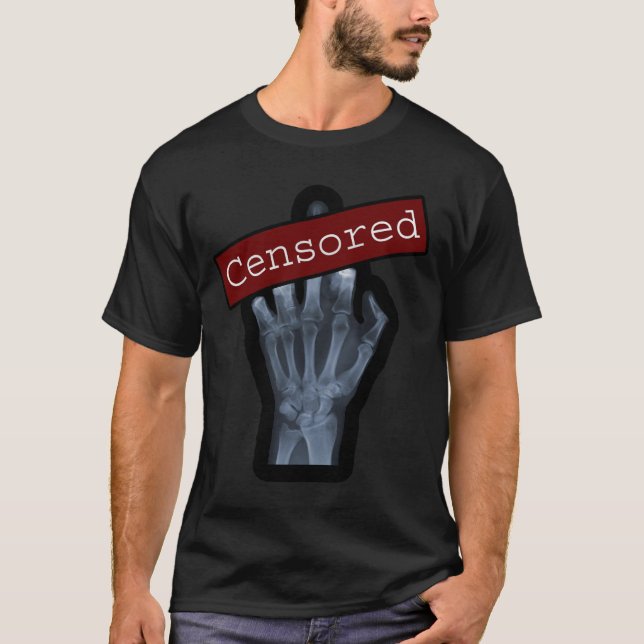 Censored Middle Finger - Black / Dark Tee (Front)