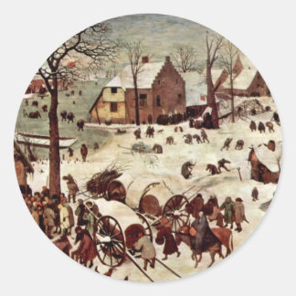 Census At Bethlehem By Bruegel D. Ä. Pieter Classic Round Sticker