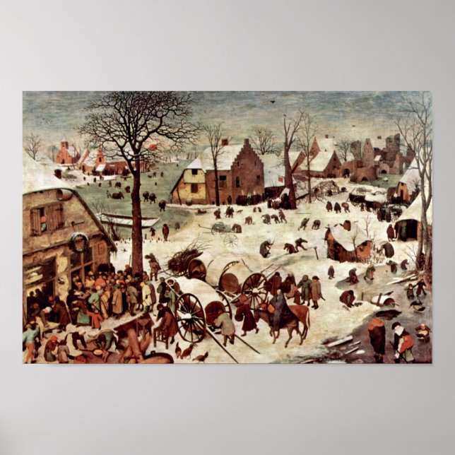 Census At Bethlehem  By Bruegel D. Ä. Pieter Poster (Front)