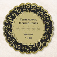 Centenarian 100th Birthday Black and Gold Theme