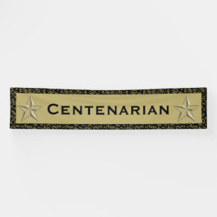"CENTENARIAN" 100th Birthday Black/ Gold Number  Banner