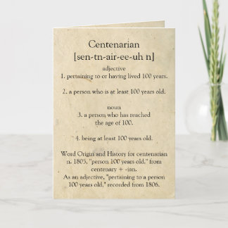 Centenarian Dictionary Meaning Happy 100th Card