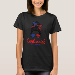 Centennial Colorado Retro Messy Bun T-Shirt