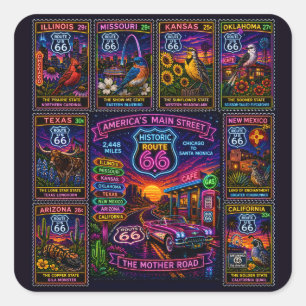 Centennial Highway Stamp Collection Badge Square Sticker