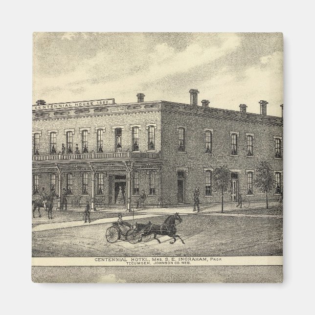 Centennial Hotel, Tecumseh, and Neb, Nebraska Magnet (Front)