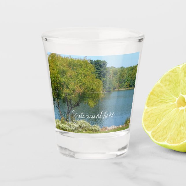 Centennial Lake in Ellicott City Maryland Shot Glass (Front)