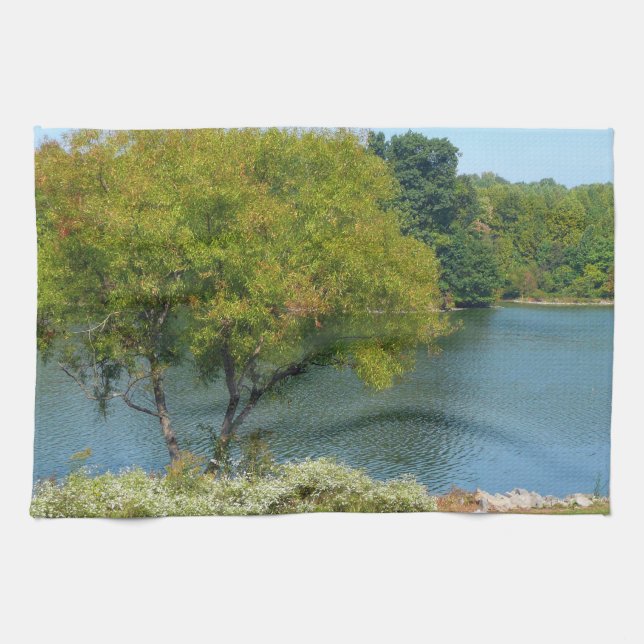 Centennial Lake in Ellicott City Maryland Tea Towel (Horizontal)