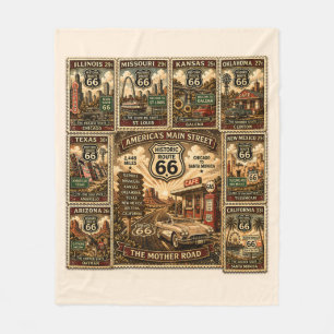 Centennial Mother Road Heritage Stamp Fleece Blanket