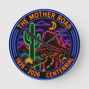 Centennial Neon Mother Road Round Clock