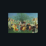 Centennial of Independence by Henri Rousseau Canvas Print<br><div class="desc">Centennial of Independence 1892 by Henri Rousseau is a vintage fine art post impressionism painting featuring people waving banners and flags in celebration. It is commemorating the 100th anniversary of the proclamation of the first French Republic in 1792. Happy peasants dance the farandole, an open chain community dance, around three...</div>