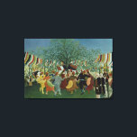 Centennial of Independence by Henri Rousseau Canvas Print<br><div class="desc">Centennial of Independence 1892 by Henri Rousseau is a vintage fine art post impressionism painting featuring people waving banners and flags in celebration. It is commemorating the 100th anniversary of the proclamation of the first French Republic in 1792. Happy peasants dance the farandole, an open chain community dance, around three...</div>