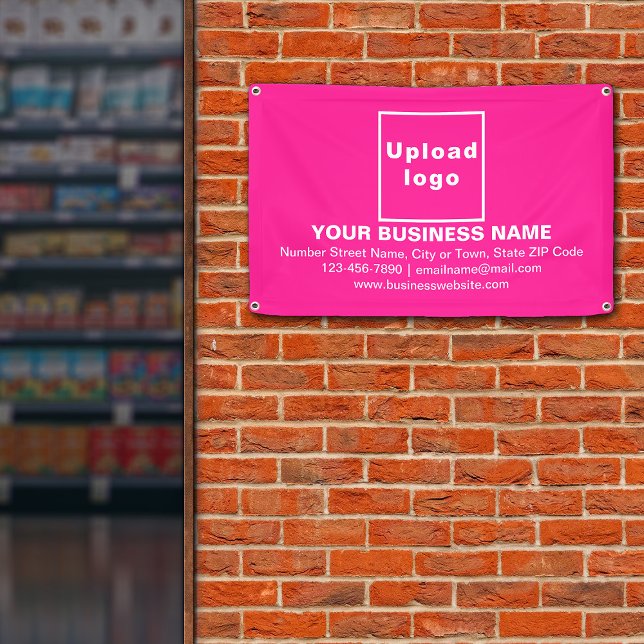 Center Aligned Business Brand on Pink Banner (Pink banner with your business brand in center aligned style)