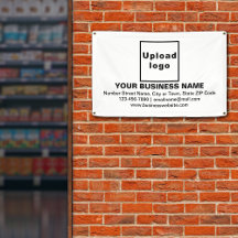 Center Aligned Business Brand on White Banner