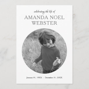 center circle photo memorial invitation