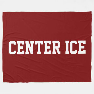 CENTER ICE Athletic White Hockey Text On Fleece Blanket
