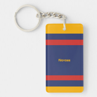 Center Stripes Horizontal Lines Blue Yellow Red Key Ring