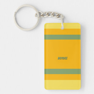 Center Stripes Horizontal Orange Yellow Green Key Ring