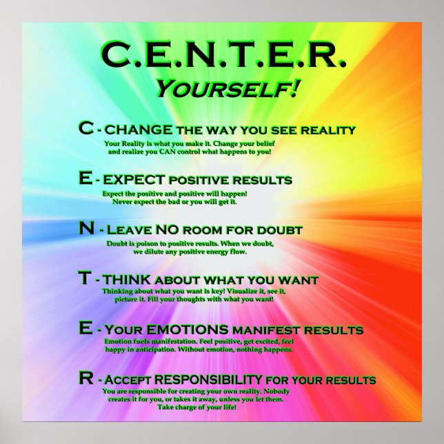 CENTER Yourself! Bright Colours Poster (Front)
