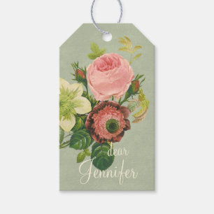 Centifolia rose anemone clematis CC0108 Redouté Gift Tags