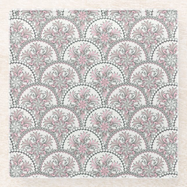 Centle Vintage Pattern Glass Coaster (Front)