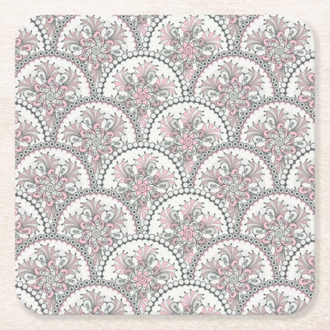 Centle Vintage Pattern Square Paper Coaster (Front)