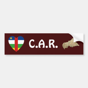 Centrafrique Flag Heart + Map Bumper Sticker