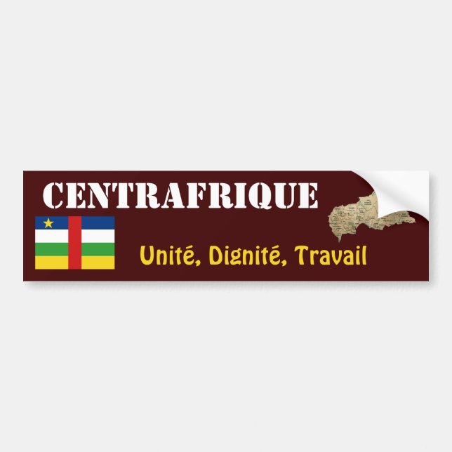 Centrafrique Flag + Map Bumper Sticker (Front)