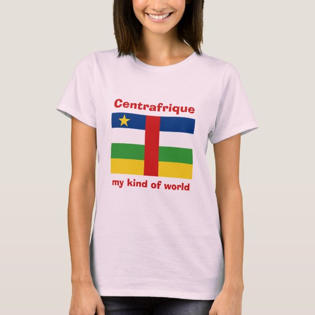 Centrafrique Flag + Map + Text T-Shirt (Front)