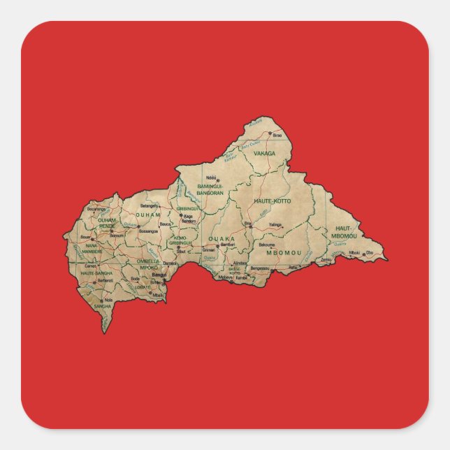 Centrafrique Map Sticker (Front)
