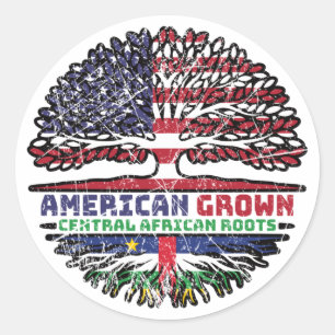Central African American USA Tree Roots Flag Classic Round Sticker