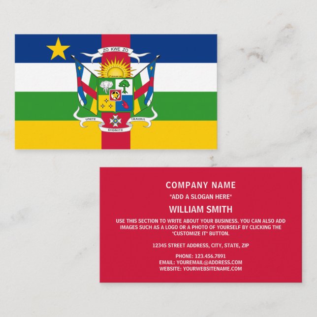 Central African Republic Flag & Coat of Arms Business Card (Front/Back)