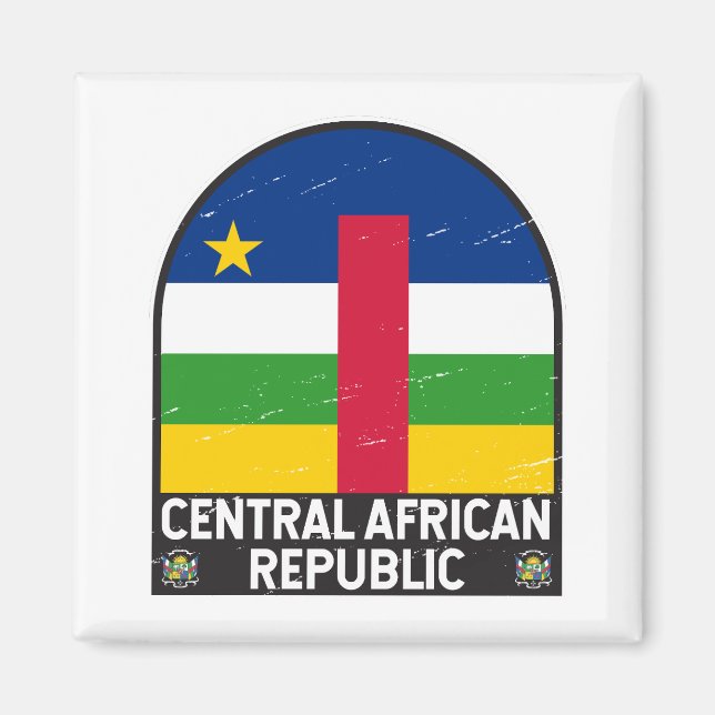 Central African Republic Flag Emblem Distressed Magnet (Front)