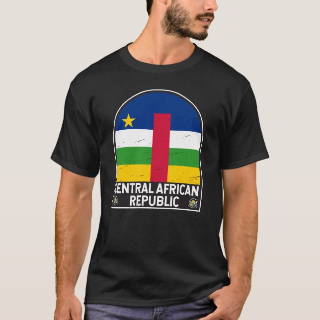 Central African Republic Flag Emblem Distressed T-Shirt (Front)