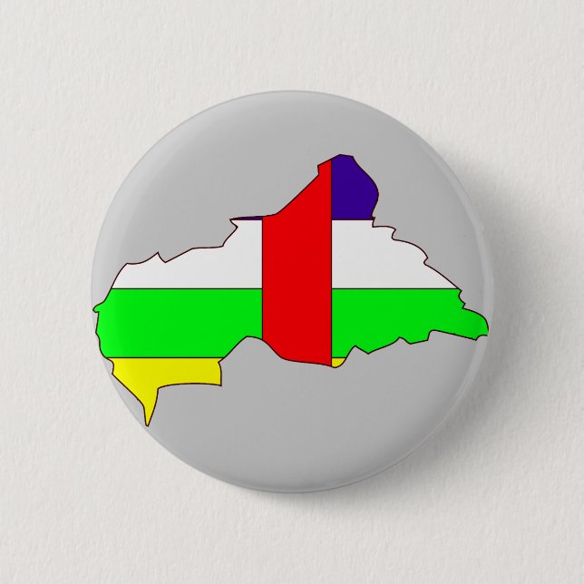 Central African Republic flag map 6 Cm Round Badge (Front)