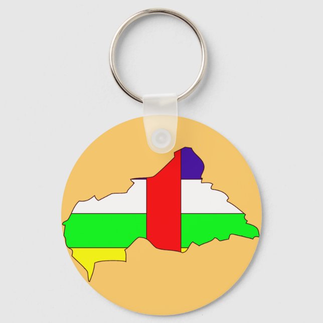 Central African Republic flag map Key Ring (Front)
