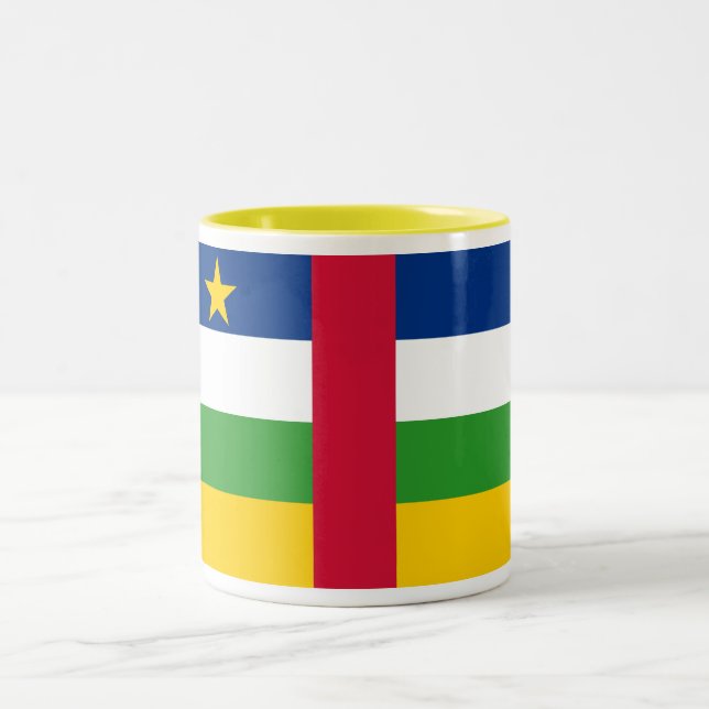 Central African Republic Flag Two-Tone Coffee Mug (Center)