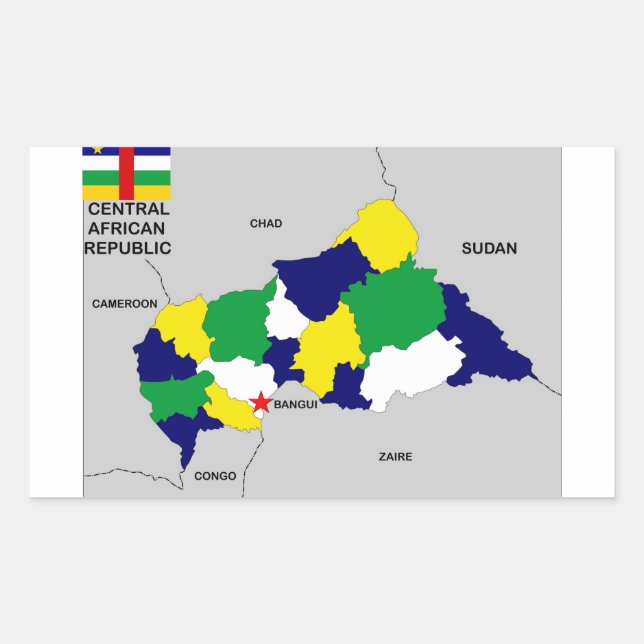 central african republic political map flag rectangular sticker (Front)