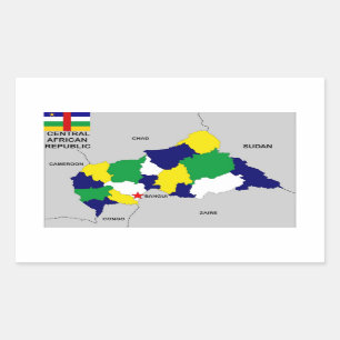 central african republic political map flag rectangular sticker