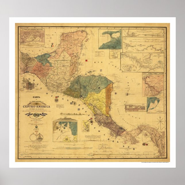 Central America Map 1862 Poster (Front)