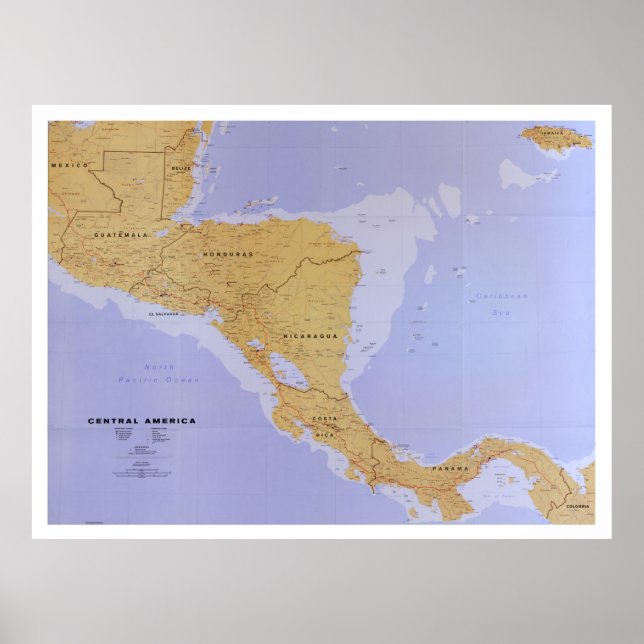 Central America Map (1990) Vintage Latin America  Poster (Front)