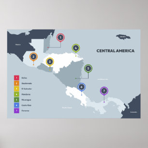 Central America Map Poster