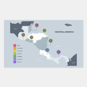 Central America Map Rectangular Sticker