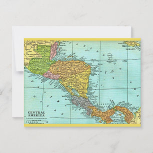 Central America Vintage Map Postcard