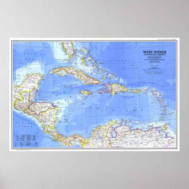 " Central America & West Indies: 1981 Detailed MAP Poster (Front)