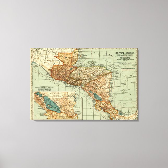 Central AmericaPanoramic MapCentral America 2 Canvas Print (Front)